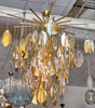 Murano Glass Silver Leaf and Amber Chandelier