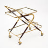Brass and Wood Cesare Lacca Bar Cart