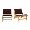 Wood and Velvet Modernist Armchairs