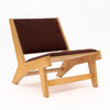 Wood and Velvet Modernist Armchairs