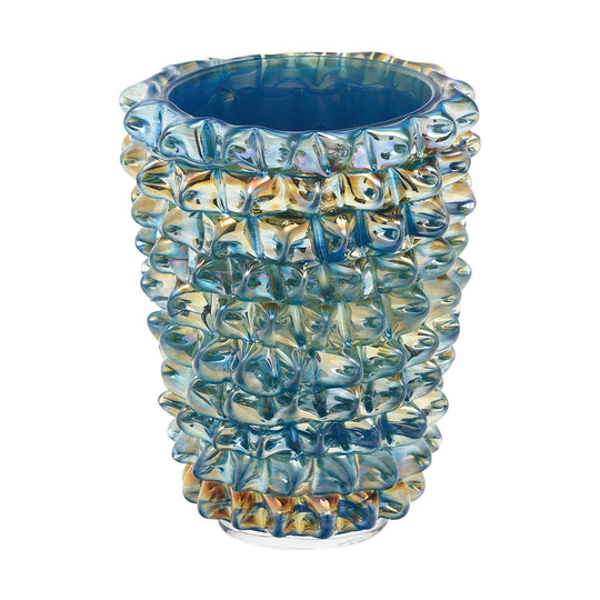 Iridescent Blue Murano Glass Rostrate Vase