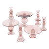 Murano Glass Pink Cake Stands and Candle Sticks