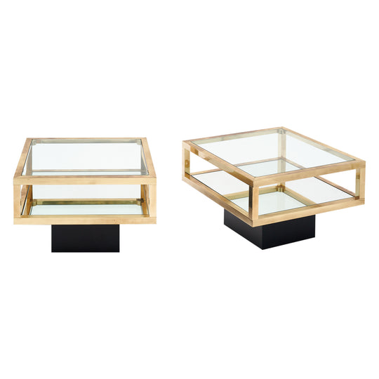 Modernist Brass and Glass Side Tables