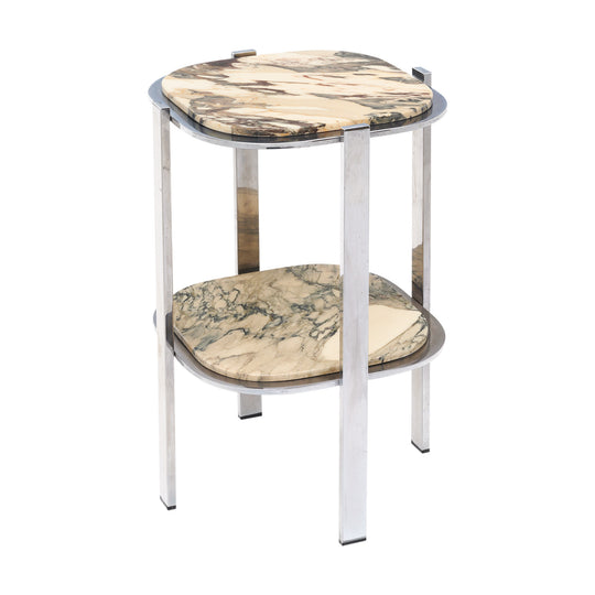 Modernist French Marble and Chrome Side Table