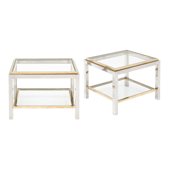 Maison Charles Chrome and Brass Side Tables