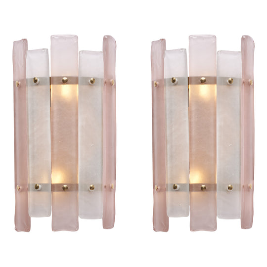 Murano Glass Striped Pink Sconces, In Stock