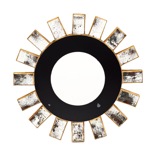 Glass Covered Vintage Sunburst Mirror