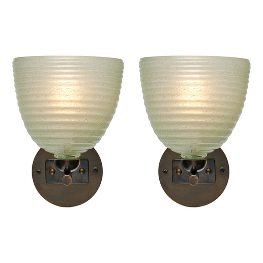 “Circoli” Murano Glass Green Sconces