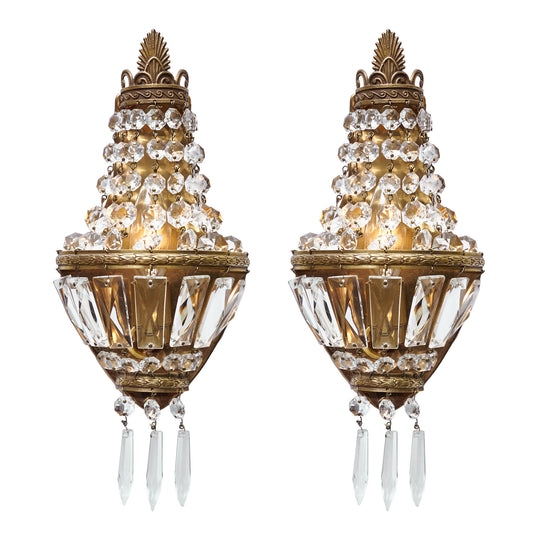 Antique French Crystal Sconces