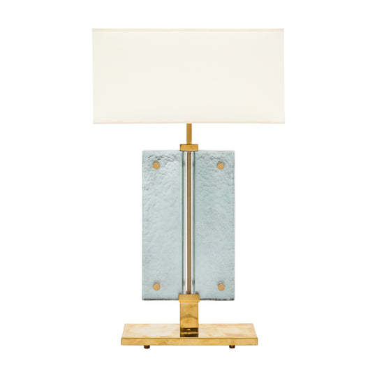Single Murano Glass Blue and Pink Slab Lamp