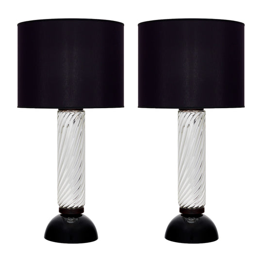 Murano Mercury Glass Spiral Lamps, In Stock