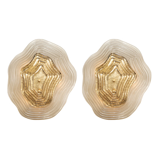 Murano Glass Smoked and Gold “Macchie” Sconces