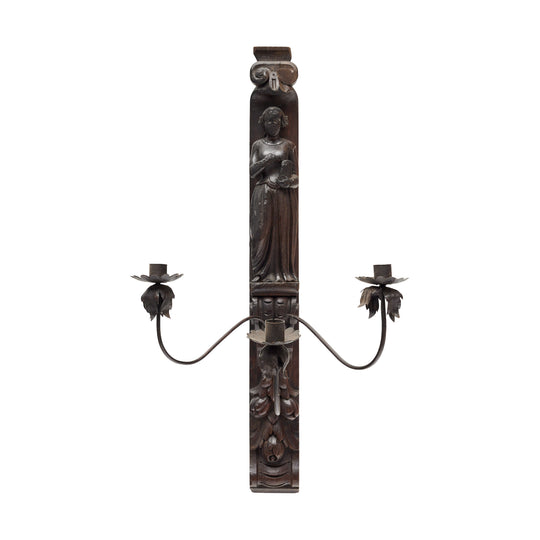 French Antique Wooden Candle Sconce