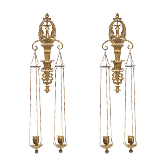 Pair of French Empire Period Brass Candle Sconces