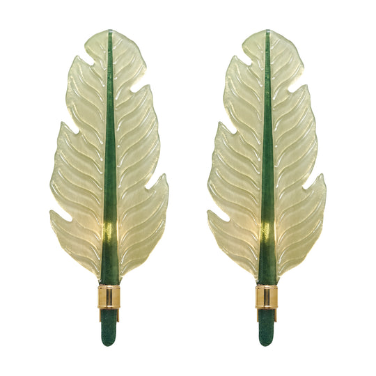 Murano Glass Green Leaf Sconces