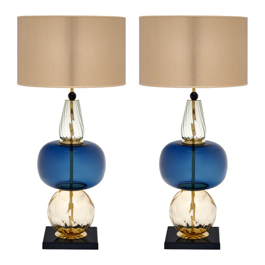 Murano Glass Blue Sottsass Style Lamps, In Stock