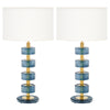 Murano Blue Glass and Brass Modern Lamps, In Stock