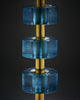 Murano Blue Glass and Brass Modern Lamps, In Stock