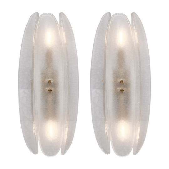 Paneled White Murano Glass Sconces, In Stock
