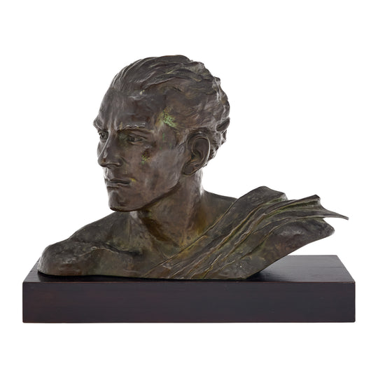 French Vintage Bronze Jean Mermoz Bust by Charles Ruchot