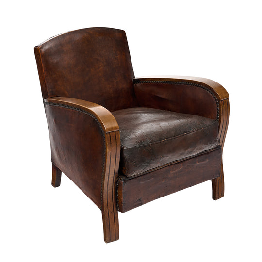French Vintage Leather Club Chair