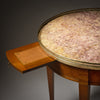 French Louis XVI Bouillotte Side Table, Rosewood, Violet Brocatelle Marble, 1920s