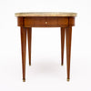 French Louis XVI Bouillotte Side Table, Rosewood, Violet Brocatelle Marble, 1920s