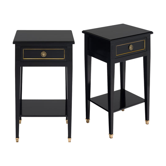 French Side Tables, Directoire Style, Ebonized Mahogany, 19th Century