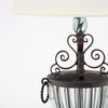 Art Nouveau Style Table Lamp, French, Glass, Iron, Vintage 1930s