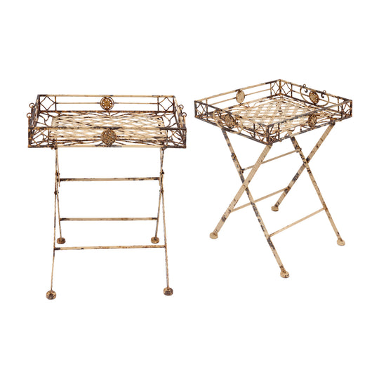 Folding Side Tray Tables, Art Deco Period, Metal, French, 1930s