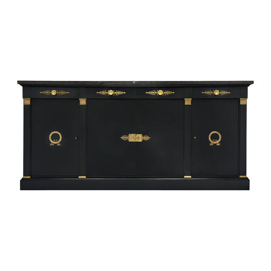 Impressive, Ebonized Empire Buffet, Marble, Bronze, France 1880s