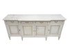 Painted Louis XVI Buffet, French, Carrara Marble, Antique 1920s