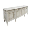 Painted Louis XVI Buffet, French, Carrara Marble, Antique 1920s