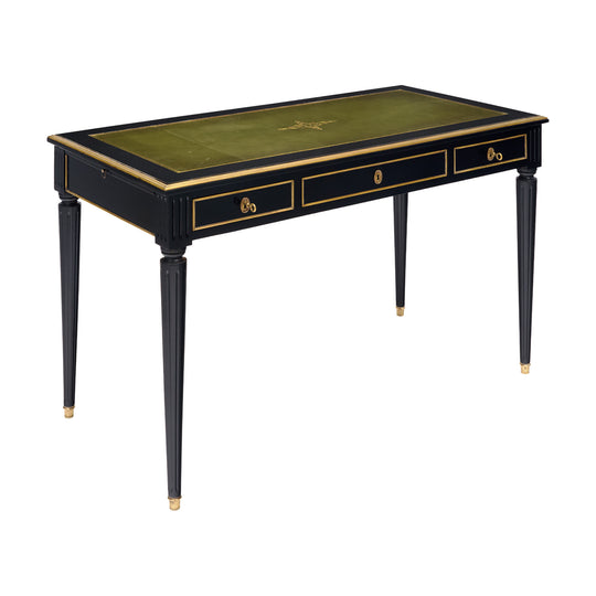 Elegant Louis XVI Style Writing Desk, Antique French, Ebonized, 1920s