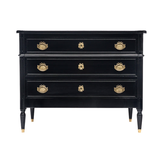 French Louis XVI Style Chest of Drawers, Ebonized, Antique 1910s