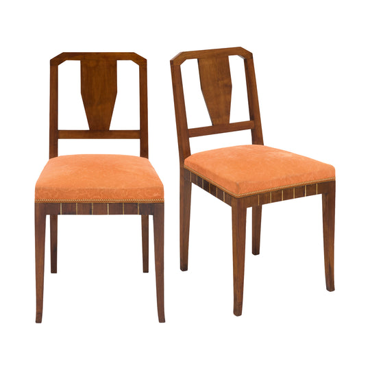 Pair of Walnut Dining Chairs, Vintage, French