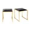 Modernist, French Vintage Stools, Brass and Leather