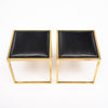 Modernist, French Vintage Stools, Brass and Leather