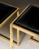 Modernist, French Vintage Stools, Brass and Leather