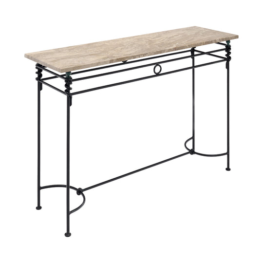Vintage French Console Table, Iron and Marble