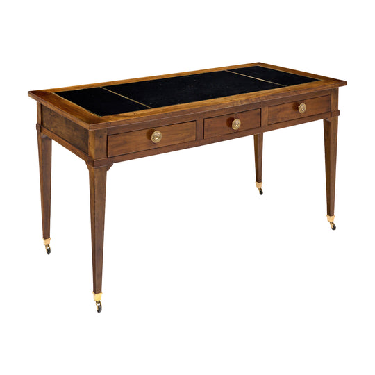 Classic, French Louis XVI Writing Desk, Walnut, Leather