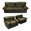 Pair of Italian Armchairs, Patinated Full Grain Buffalo Leather, Circa 1970s