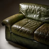 Italian Sofa, Patinated Full Grain Buffalo Leather, Circa 1970s