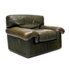 Pair of Italian Armchairs, Patinated Full Grain Buffalo Leather, Circa 1970s