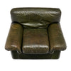 Pair of Italian Armchairs, Patinated Full Grain Buffalo Leather, Circa 1970s