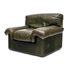 Pair of Italian Armchairs, Patinated Full Grain Buffalo Leather, Circa 1970s