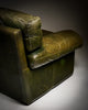 Pair of Italian Armchairs, Patinated Full Grain Buffalo Leather, Circa 1970s
