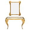 Modernist, Italian Brass Vintage Console and Mirror, Gold Leafed