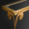 Modernist, Italian Brass Vintage Console and Mirror, Gold Leafed