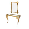 Modernist, Italian Brass Vintage Console and Mirror, Gold Leafed